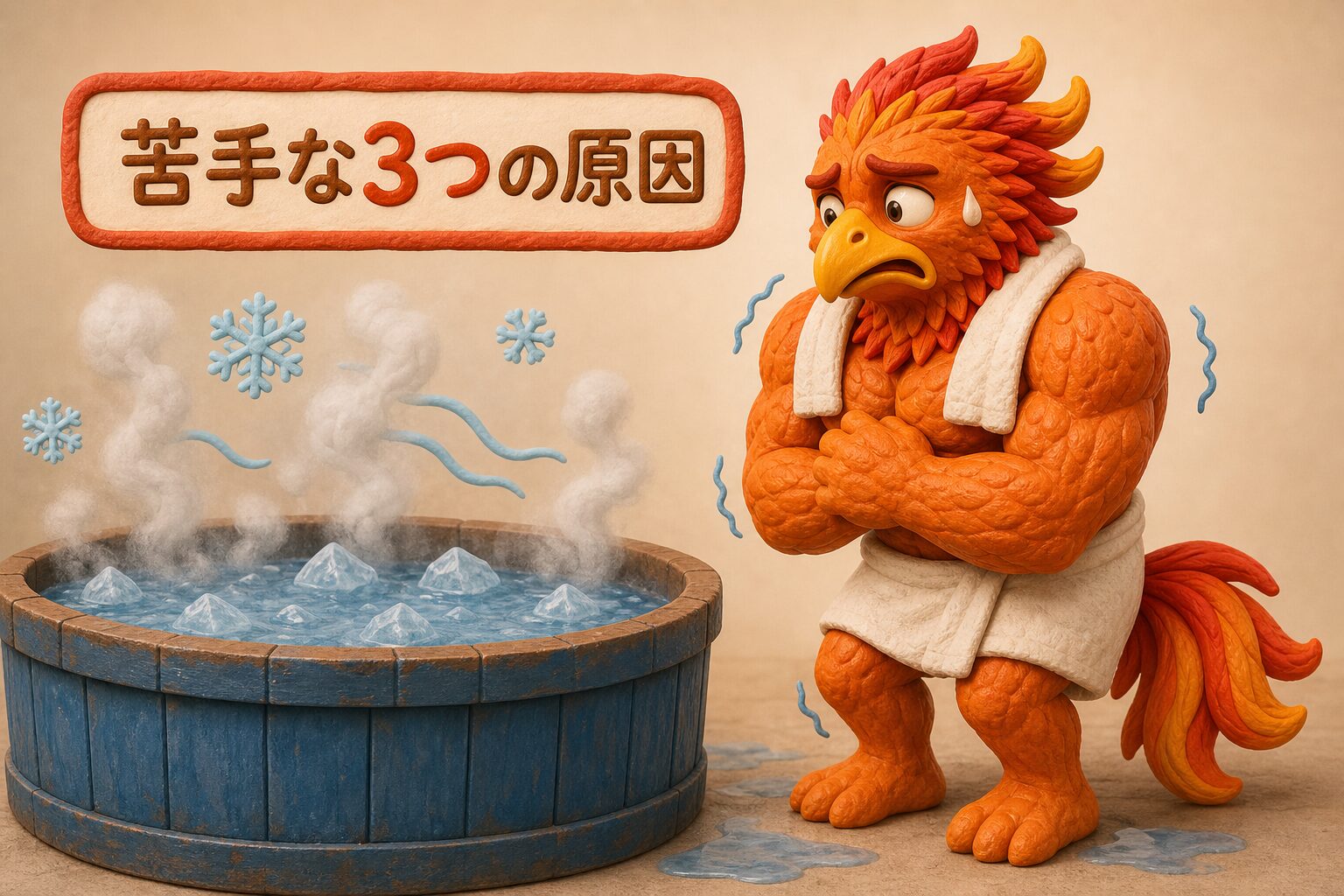 水風呂が苦手な3つの原因|ひなたんイラスト